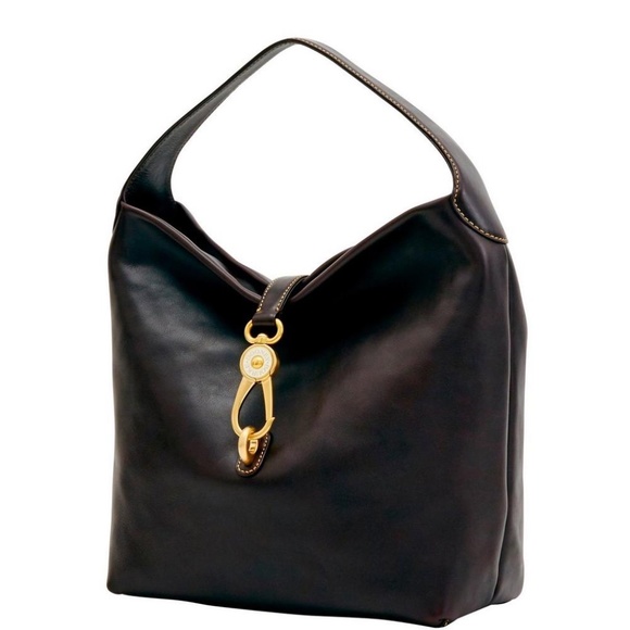 ✨NEW✨Dooney & Bourke FLORENTINE Leather LOGO LOCK Hobo Shoulder - BROWN TMORO - Picture 11 of 13